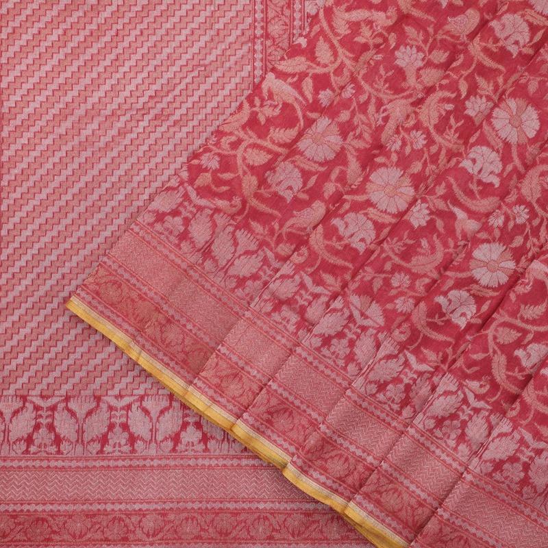 Mauve Pink Muslin Jamdani Saree - WeaveinIndia