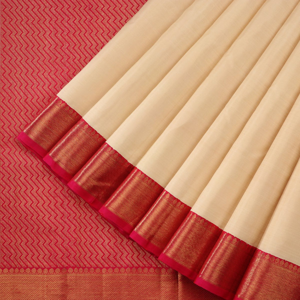Handwoven Red Gold Kanjivaram Silk Sari - WIICS019 - Cover View