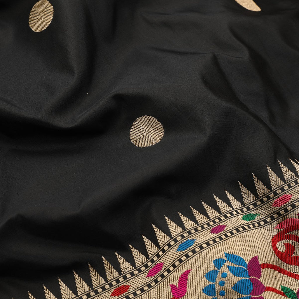 Handwoven Banarasi Ash Grey Silk Sari - WIIRJ0161 - Design View