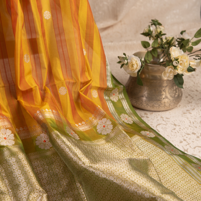 Spectra Yellow Banarasi Silk Saree