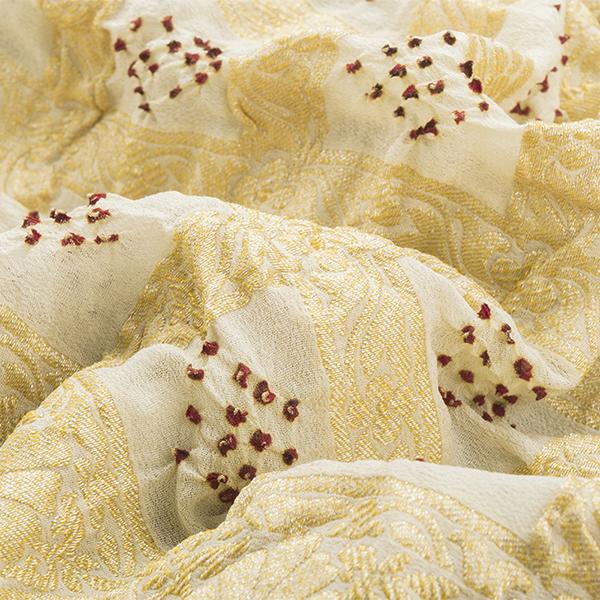 Handwoven Ivory Georgette Bandhani Sari - WIIAJB326 142 - Fabric View